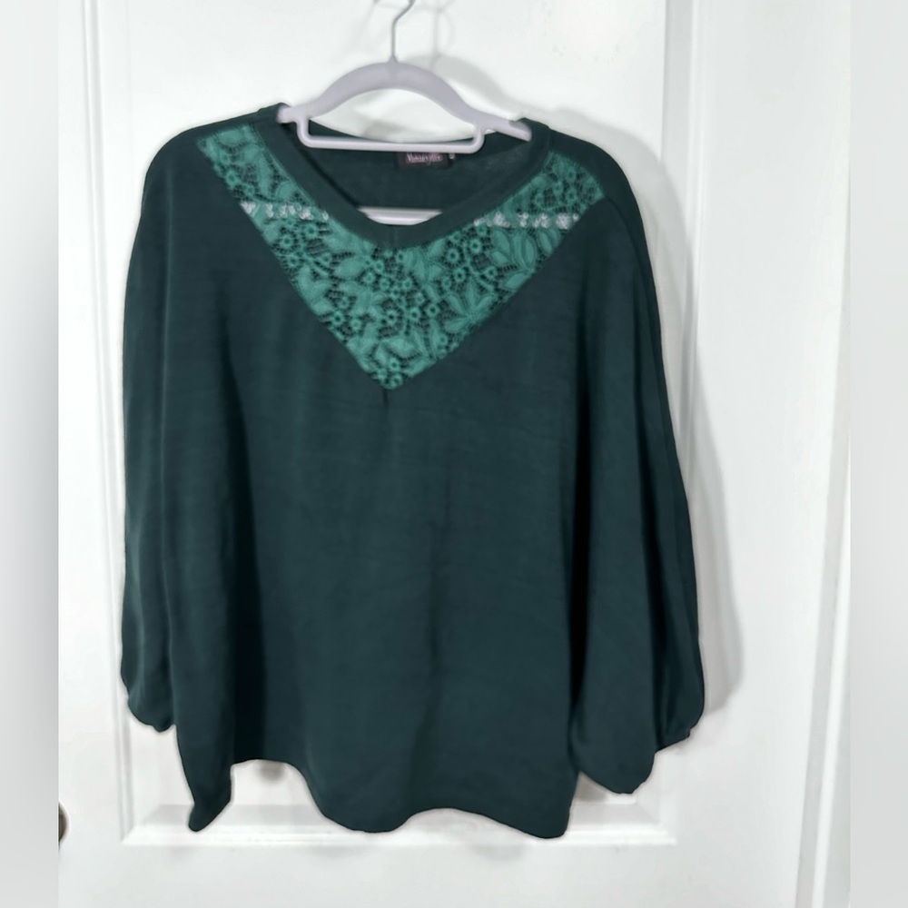 Amaryllis Cotton Polyester Black Bat Sleeve Sweater Size XL